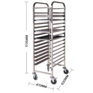 SOGA 2X Gastronorm Trolley 15 Tier Stainless Steel Cake Bakery Trolley Suits 60*40cm Tray, Business & Industrial, Food Service, Food Service Carts, , ,  - AU DEPOT 2