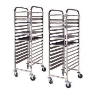 SOGA 2X Gastronorm Trolley 15 Tier Stainless Steel Cake Bakery Trolley Suits 6040cm Tray GastronormRackingTrolley309X2 AU DEPOT - AU DEPOT