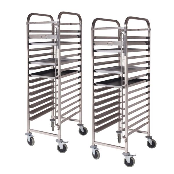 SOGA 2X Gastronorm Trolley 15 Tier Stainless Steel Cake Bakery Trolley Suits 60*40cm Tray, Business & Industrial, Food Service, Food Service Carts, , ,  - AU DEPOT 1