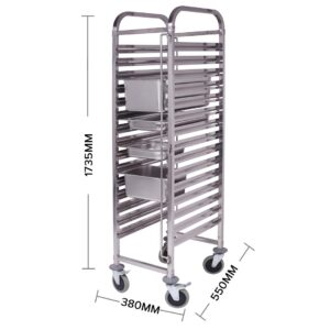 SOGA 2X Gastronorm Trolley 16 Tier Stainless Steel Bakery Trolley Suits GN 1/1 Pans, Business & Industrial, Food Service, Food Service Carts, , ,  - AU DEPOT 2