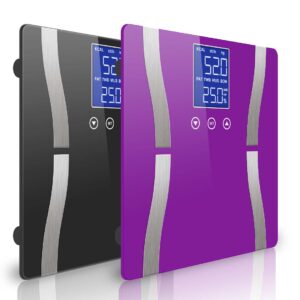 SOGA 2X Glass LCD Digital Body Fat Scale Bathroom Electronic Gym Water Weighing Scales BlackPurple bathroom scales BodyFatScaleBLK PUR AU DEPOT bathroom scales - AU DEPOT