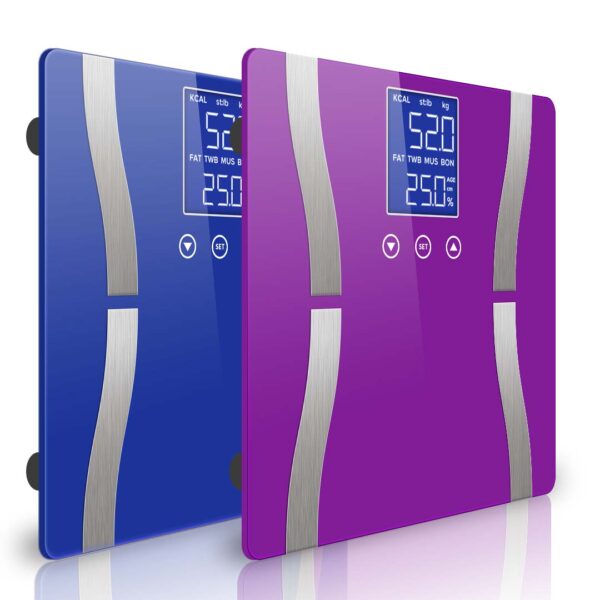 SOGA 2X Glass LCD Digital Body Fat Scale Bathroom Electronic Gym Water Weighing Scales Blue/Purple, home & living, bathroom, bathroom accessories, bathroom scales, ,  - AU DEPOT 1