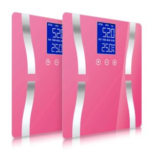 SOGA 2X Glass LCD Digital Body Fat Scale Bathroom Electronic Gym Water Weighing Scales Pink bathroom scales BodyFatScalePinkX2 AU DEPOT bathroom scales - AU DEPOT