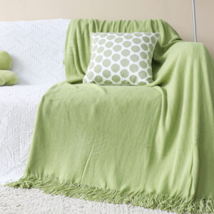 SOGA 2X Green Acrylic Knitted Throw Blanket Solid Fringed Warm Cozy Woven Cover Couch Bed Sofa Home Decor, Home, Bed Linen, Throws And Blankets, Blankets, ,  - AU DEPOT 2