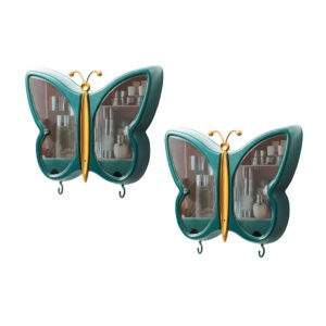 SOGA 2X Green Butterfly Shape Wall-Mounted Makeup Organiser Dustproof Waterproof Bathroom Storage Box Home Decor, Home, Bathroom, Bathroom Accessories, Bathroom Storage, ,  - AU DEPOT 1