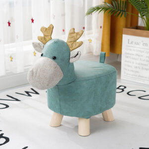 SOGA 2X Green Children Bench Deer Character Round Ottoman Stool Soft Small Comfy Seat Home Decor, Furniture, Other Seating, Benches, , ,  - AU DEPOT 2