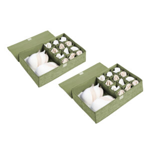 SOGA 2X Green Flip Top Underwear Storage Box Foldable Wardrobe Partition Drawer Home Organiser SBox034X2 AU DEPOT - AU DEPOT