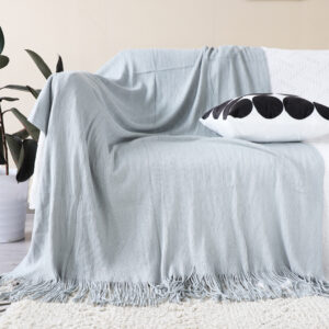 SOGA 2X Grey Acrylic Knitted Throw Blanket Solid Fringed Warm Cozy Woven Cover Couch Bed Sofa Home Decor, Home, Bed Linen, Throws And Blankets, Blankets, ,  - AU DEPOT 2