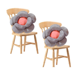 SOGA 2X Grey Double Flower Shape Cushion Soft Bedside Floor Plush Pillow Home Decor SCushion004X2 AU DEPOT - AU DEPOT