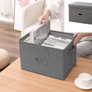 SOGA 2X Grey Large Foldable Canvas Storage Box Cube Clothes Basket Organiser Home Decorative Box, Furniture, Storage & Shelving, Home Storage, , ,  - AU DEPOT 2