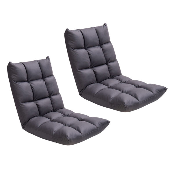 SOGA 2X Grey Lounge Floor Recliner Adjustable Gaming Sofa Bed Foldable Indoor Outdoor Backrest Seat Home Office Decor, Furniture, Living Room Furniture, Occasional Chairs, , ,  - AU DEPOT 1