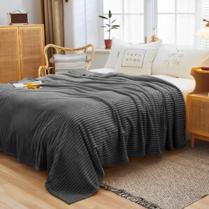 SOGA 2X GreyThrow Blanket Warm Cozy Striped Pattern Thin Flannel Coverlet Fleece Bed Sofa Comforter, Home, Bed Linen, Throws And Blankets, Blankets, ,  - AU DEPOT 2