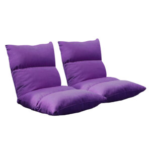 SOGA 2X Lounge Floor Recliner Adjustable Lazy Sofa Bed Folding Game Chair Purple LoungeFabricPurpleX2 AU DEPOT - AU DEPOT