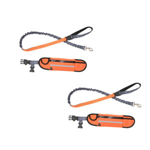 SOGA 2X Orange Adjustable Hands Free Pet Leash Bag Dog Lead Walking Running Jogging Pet Essentials Dog Collars PetLeash008X2 AU DEPOT Dog Collars - AU DEPOT