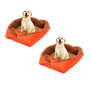 SOGA 2X Orange Dual purpose Cushion Nest Cat Dog Bed Warm Plush Kennel Mat Pet Home Travel Essentials CarPetBag02X2 AU DEPOT - AU DEPOT