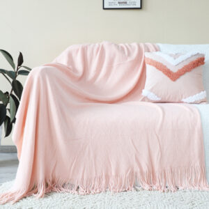 SOGA 2X Pink Acrylic Knitted Throw Blanket Solid Fringed Warm Cozy Woven Cover Couch Bed Sofa Home Decor, Home, Bed Linen, Throws And Blankets, Blankets, ,  - AU DEPOT 2