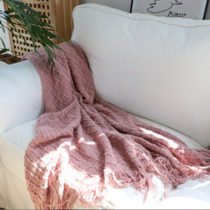 SOGA 2X Pink Diamond Pattern Knitted Throw Blanket Warm Cozy Woven Cover Couch Bed Sofa Home Decor with Tassels, Home, Bed Linen, Throws And Blankets, Blankets, ,  - AU DEPOT 2