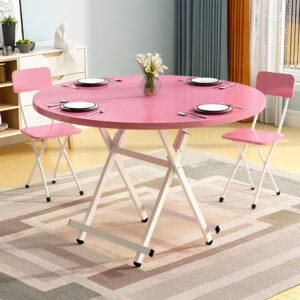 SOGA 2X Pink Dining Table Portable Round Surface Space Saving Folding Desk Home Decor, Furniture, Living Room Furniture, Tables, , ,  - AU DEPOT 2