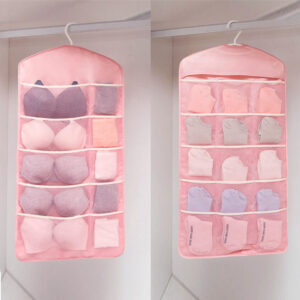 SOGA 2X Pink Double Sided Hanging Storage Bag Underwear Bra Socks Mesh Pocket Hanger Home Organiser, Furniture, Storage & Shelving, Home Storage, , ,  - AU DEPOT 2