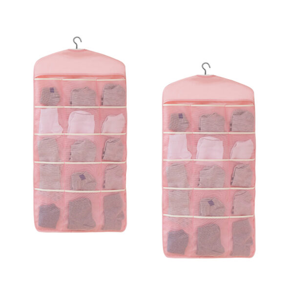 SOGA 2X Pink Double Sided Hanging Storage Bag Underwear Bra Socks Mesh Pocket Hanger Home Organiser, Furniture, Storage & Shelving, Home Storage, , ,  - AU DEPOT 1