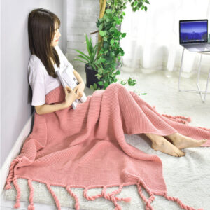 SOGA 2X Pink Tassel Fringe Knitting Blanket Warm Cozy Woven Cover Couch Bed Sofa Home Decor, Home, Bed Linen, Throws And Blankets, Blankets, ,  - AU DEPOT 2