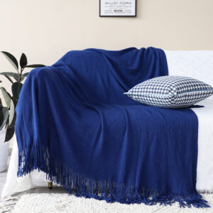 SOGA 2X Royal Blue Acrylic Knitted Throw Blanket Solid Fringed Warm Cozy Woven Cover Couch Bed Sofa Home Decor, Home, Bed Linen, Throws And Blankets, Blankets, ,  - AU DEPOT 2