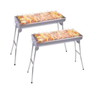 SOGA 2X Skewers Grill Portable Stainless Steel Charcoal BBQ Outdoor 6 8 Persons barbecues SkewerCharcoalGrillX2 AU DEPOT barbecues - AU DEPOT