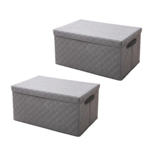 SOGA 2X Small Grey Non Woven Diamond Quilt Grid Fabric StorageOrganizer Box SBox041X2 AU DEPOT - AU DEPOT