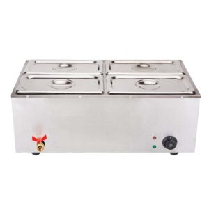 SOGA 2X Stainless Steel 4 X 1/2 GN Pan Electric Bain-Marie Food Warmer with Lid, Business & Industrial, Food Service, Plate & Dish Warmers, , ,  - AU DEPOT 2