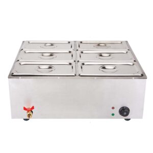 SOGA 2X Stainless Steel 6 X 1/3 GN Pan Electric Bain-Marie Food Warmer with Lid, Business & Industrial, Food Service, Plate & Dish Warmers, , ,  - AU DEPOT 2