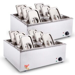 SOGA 2X Stainless Steel 6 X 13 GN Pan Electric Bain Marie Food Warmer with Lid FoodWarmer743X2 AU DEPOT - AU DEPOT