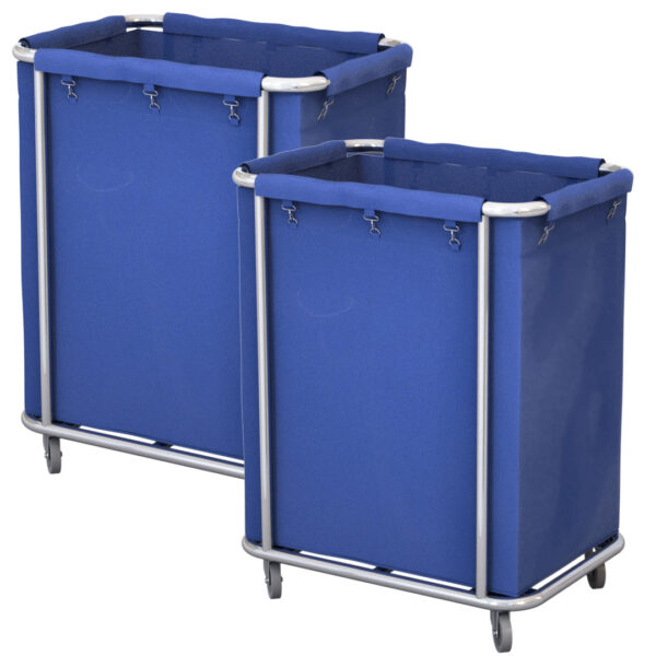 SOGA 2X Stainless Steel Commercial Square Soiled Linen Laundry Trolley Cart with Wheels Blue, Business & Industrial, Food Service, Food Service Carts, , ,  - AU DEPOT 1