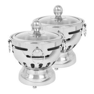 SOGA 2X Stainless Steel Mini Asian Buffet Hot Pot Single Person Shabu Alcohol Stove Burner with Glass Lid, Business & Industrial, Food Service, Plate & Dish Warmers, , ,  - AU DEPOT 1