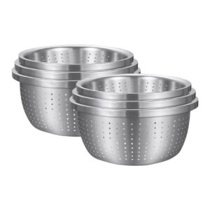 SOGA 2X Stainless Steel Nesting Basin Colander Perforated Kitchen Sink Washing Bowl Metal Basket Strainer Set of 3 Mixing Bowls Bowl609X2 AU DEPOT Mixing Bowls - AU DEPOT