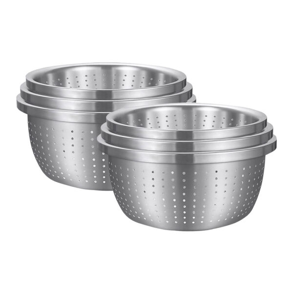 SOGA 2X Stainless Steel Nesting Basin Colander Perforated Kitchen Sink Washing Bowl Metal Basket Strainer Set of 3, Home & Living, Kitchen & Dining, Bakeware, Mixing Bowls, ,  - AU DEPOT 1