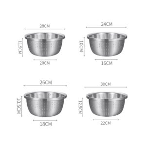 SOGA 2X Stainless Steel Nesting Basin Colander Perforated Kitchen Sink Washing Bowl Metal Basket Strainer Set of 4, Home & Living, Kitchen & Dining, Bakeware, Mixing Bowls, ,  - AU DEPOT 2