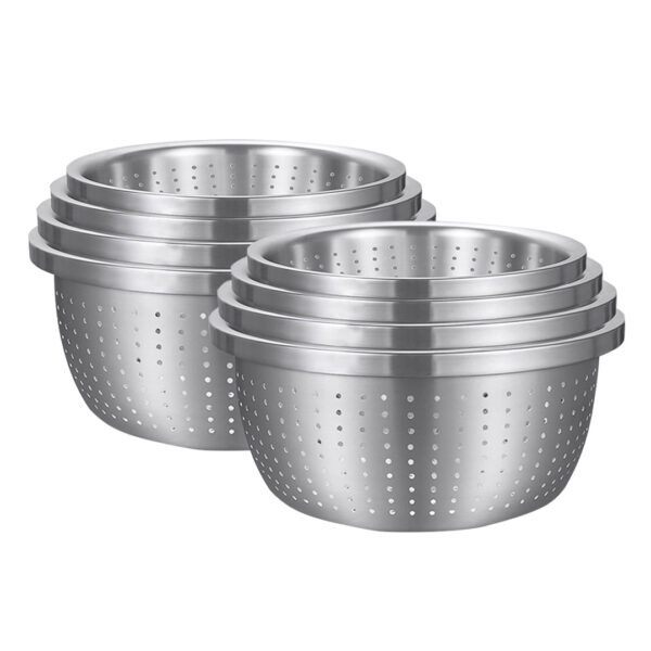 SOGA 2X Stainless Steel Nesting Basin Colander Perforated Kitchen Sink Washing Bowl Metal Basket Strainer Set of 4, Home & Living, Kitchen & Dining, Bakeware, Mixing Bowls, ,  - AU DEPOT 1