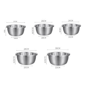 SOGA 2X Stainless Steel Nesting Basin Colander Perforated Kitchen Sink Washing Bowl Metal Basket Strainer Set of 5, Home & Living, Kitchen & Dining, Bakeware, Mixing Bowls, ,  - AU DEPOT 2