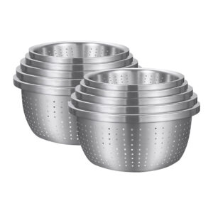 SOGA 2X Stainless Steel Nesting Basin Colander Perforated Kitchen Sink Washing Bowl Metal Basket Strainer Set of 5, Home & Living, Kitchen & Dining, Bakeware, Mixing Bowls, ,  - AU DEPOT 1