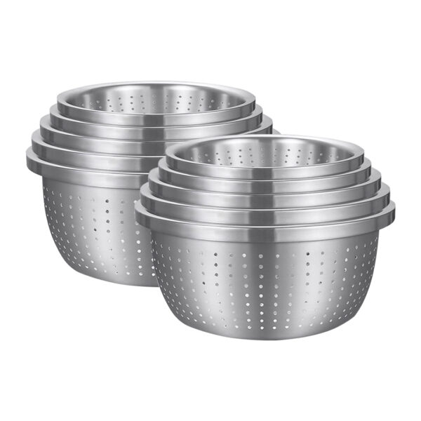 SOGA 2X Stainless Steel Nesting Basin Colander Perforated Kitchen Sink Washing Bowl Metal Basket Strainer Set of 5, Home & Living, Kitchen & Dining, Bakeware, Mixing Bowls, ,  - AU DEPOT 1