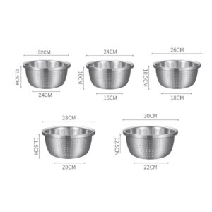 SOGA 2X Stainless Steel Nesting Basin Colander Perforated Kitchen Sink Washing Bowl Metal Basket Strainer Set of 5, Home & Living, Kitchen & Dining, Bakeware, Mixing Bowls, ,  - AU DEPOT 2