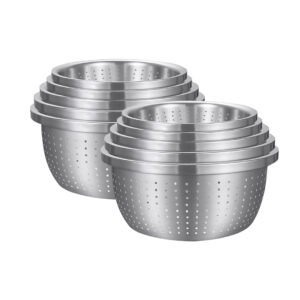 SOGA 2X Stainless Steel Nesting Basin Colander Perforated Kitchen Sink Washing Bowl Metal Basket Strainer Set of 5 Mixing Bowls Bowl624X2 AU DEPOT Mixing Bowls - AU DEPOT