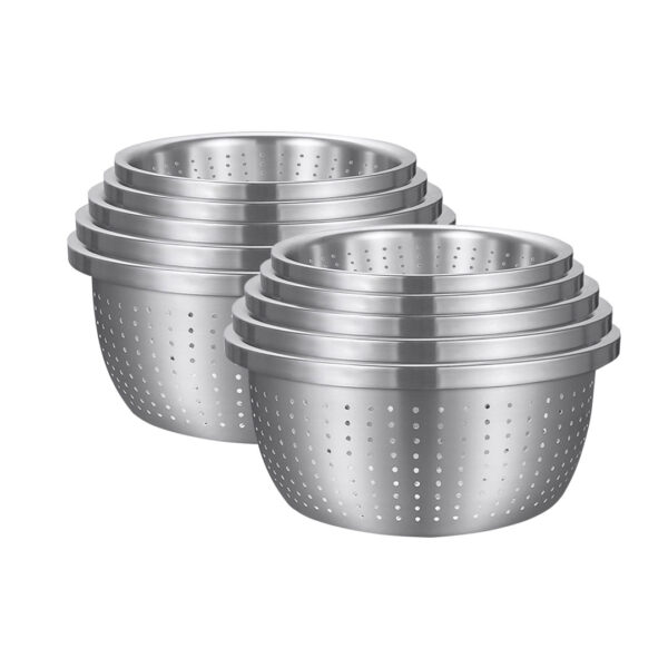 SOGA 2X Stainless Steel Nesting Basin Colander Perforated Kitchen Sink Washing Bowl Metal Basket Strainer Set of 5, Home & Living, Kitchen & Dining, Bakeware, Mixing Bowls, ,  - AU DEPOT 1