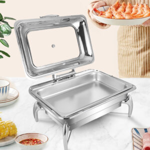 SOGA 2X Stainless Steel Rectangular Chafing Dish Tray Buffet Cater Food Warmer Chafer with Top Lid, Home & Living, Kitchen & Dining, Barware, Spirit Dispensers, ,  - AU DEPOT 2