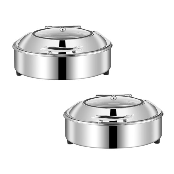 SOGA 2X Stainless Steel Round Chafing Dish Tray Buffet Cater Food Warmer Chafer with Top Lid, Furniture, Kitchen & Dining Room Furniture, Buffets, Sideboards & Kitchen Islands, , ,  - AU DEPOT 1