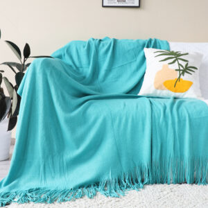 SOGA 2X Teal Acrylic Knitted Throw Blanket Solid Fringed Warm Cozy Woven Cover Couch Bed Sofa Home Decor, Home, Bed Linen, Throws And Blankets, Blankets, ,  - AU DEPOT 2