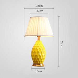 SOGA 2X Textured Ceramic Oval Table Lamp with Gold Metal Base Yellow, Home & Living, Lighting, Indoor Lights, Lamps, Table Lamps,  - AU DEPOT 2