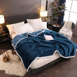 SOGA 2X Throw Blanket Warm Cozy Double Sided Thick Flannel Coverlet Fleece Bed Sofa Comforter Dark Blue, Home, Bed Linen, Throws And Blankets, Blankets, ,  - AU DEPOT 2