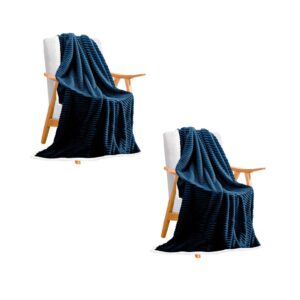 SOGA 2X Throw Blanket Warm Cozy Double Sided Thick Flannel Coverlet Fleece Bed Sofa Comforter Dark Blue, Home, Bed Linen, Throws And Blankets, Blankets, ,  - AU DEPOT 1