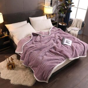 SOGA 2X Throw Blanket Warm Cozy Double Sided Thick Flannel Coverlet Fleece Bed Sofa Comforter Purple, Home, Bed Linen, Throws And Blankets, Blankets, ,  - AU DEPOT 2